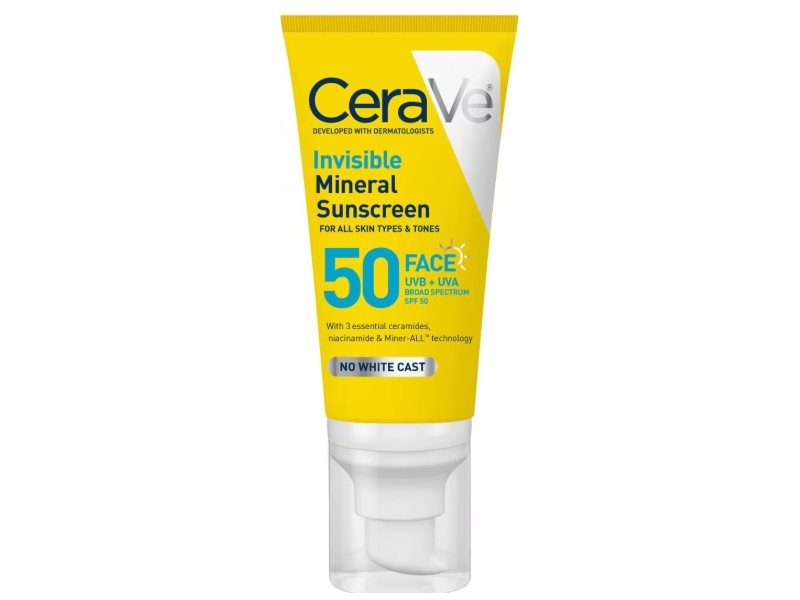 CeraVe Invisible Mineral Sunscreen, SPF 50, 1.62 oz/48 mL