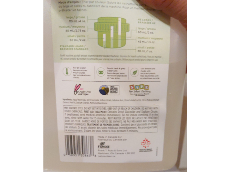 Nature Clean Laundry Liquid, Lemon Verbena, 100 Loads, 101 fl oz/3 L