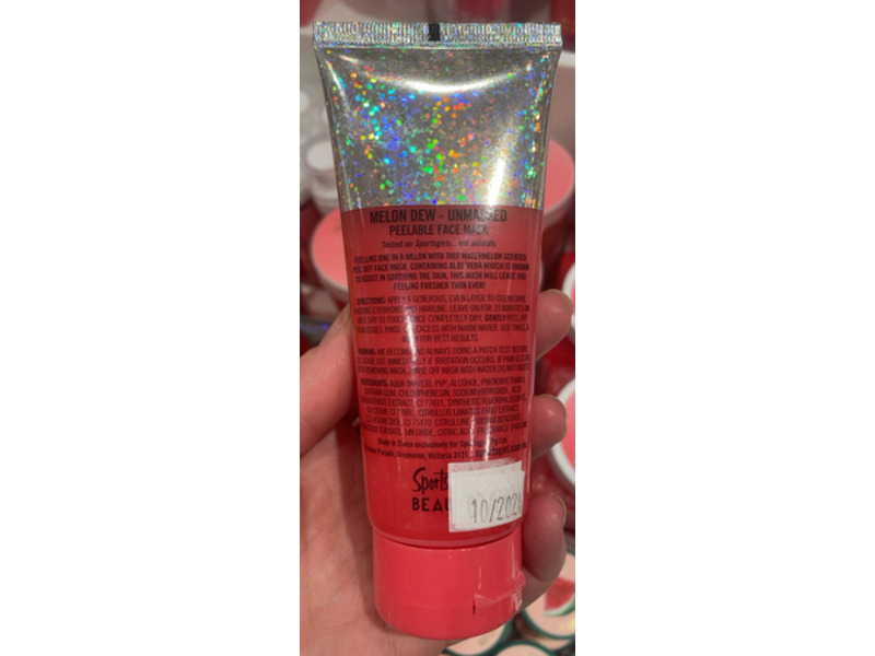 Sportsgirl Beauty Unmasked Peelable Face Mask, Melon Dew, 3.38 fl o/100 mL