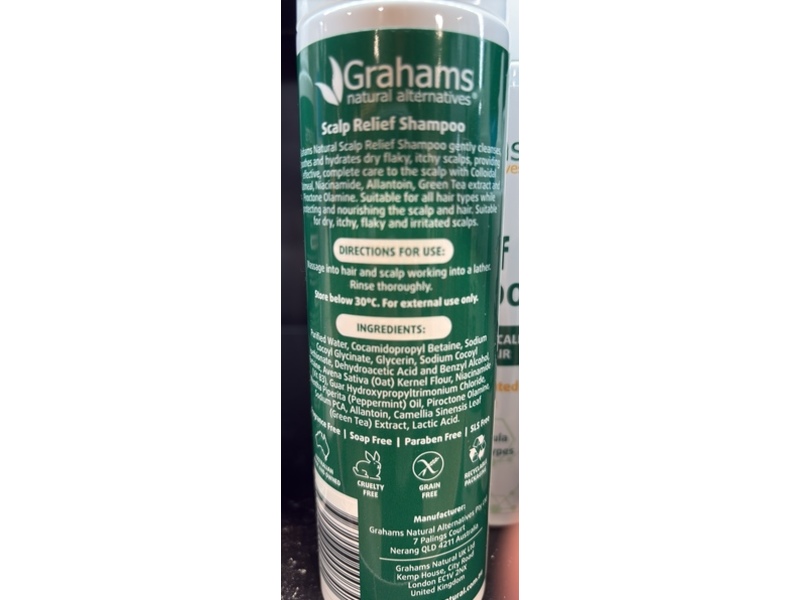 Grahams Natural Scalp Relief Shampoo, 8.45 fl oz/250 mL