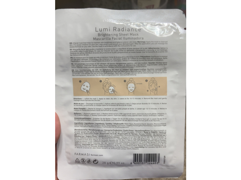 Dr. C. Tuna Lumi Radiance Brightening Facial Sheet Mask, 0.99 oz/28 g