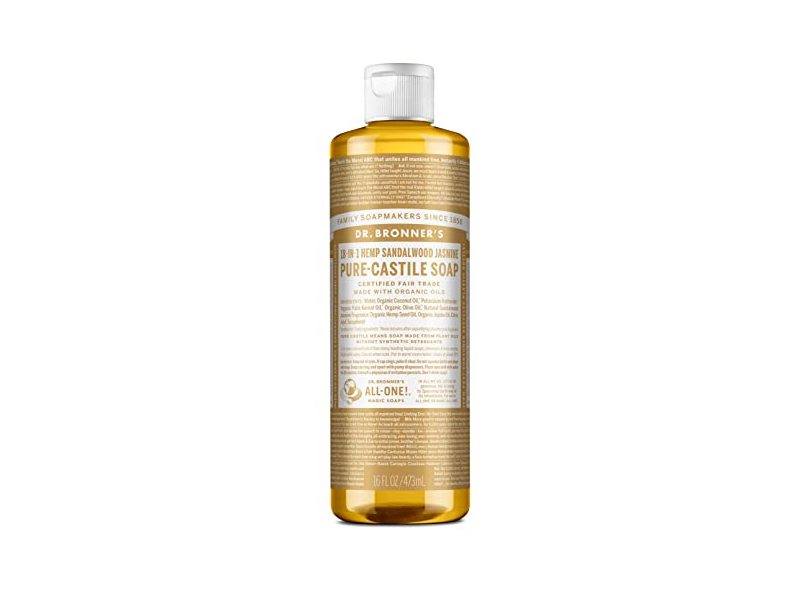 Dr. Bronner's 18-In-1 Pure-Castile Soap, Sandalwood Jasmine, 16 fl oz/473 mL