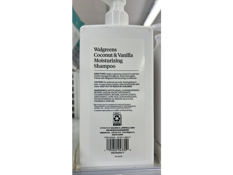 Walgreens Moisturizing Shampoo, Coconut & Vanilla, 18 fl oz/532 mL