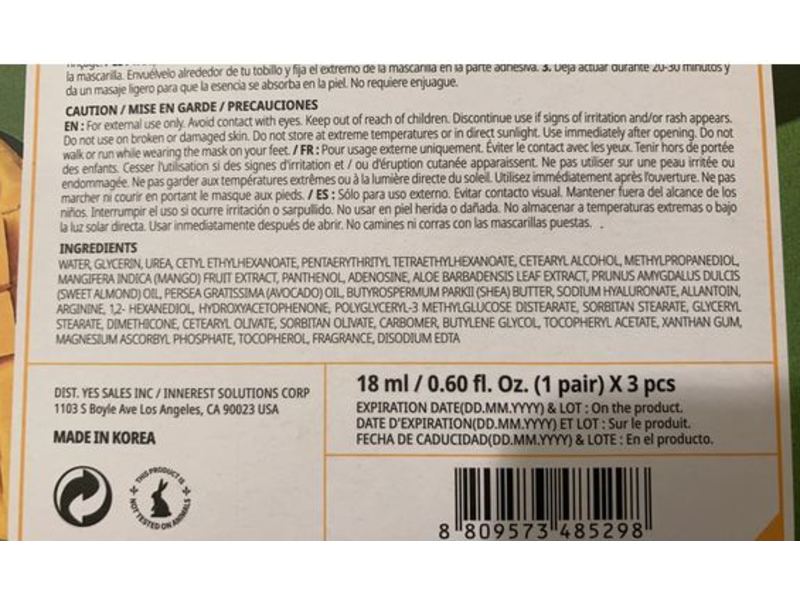 Pick Up & Go Fruity Foot Mask Set, Mango-Nourishing, 0.60 fl oz/18 mL