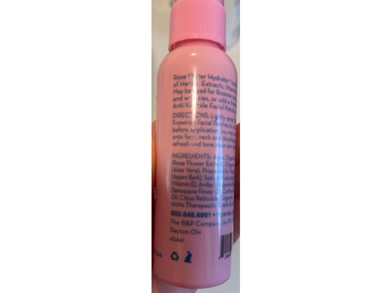 Frownies Rose Water Hydrator Spray, Plump Fine Lines, 2 oz/59 mL