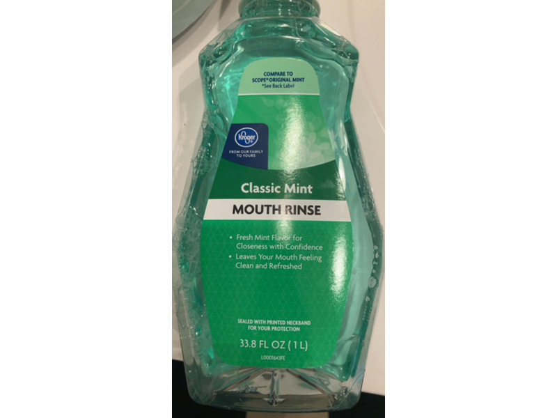 Kroger Mouth Rinse, Classic Mint, 33.8 fl oz/1 L