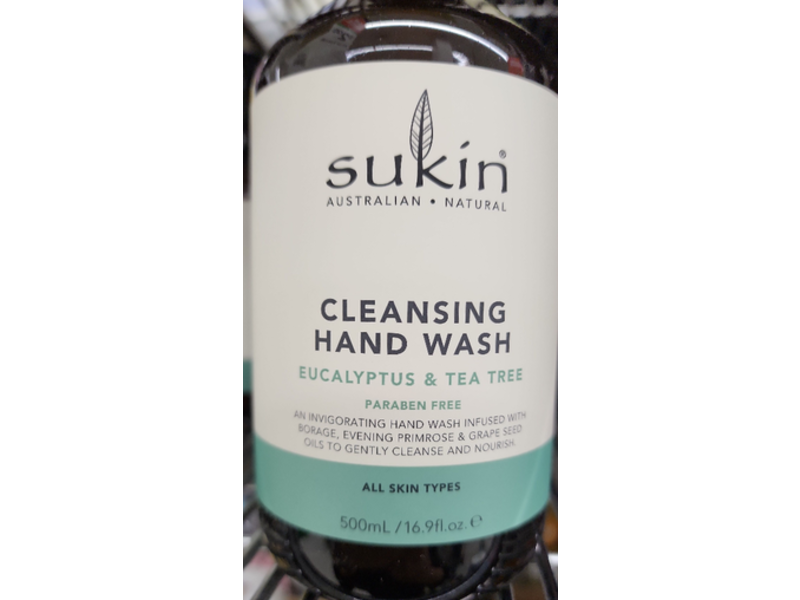 Sukin Cleansing Hand Wash, Eucalyptus & Tea Tree, 16.9 fl oz/500 mL