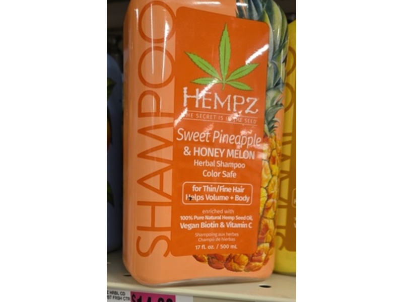 Hempz Herbal Shampoo, Sweet Pineapple & Honey Melon, 17 fl oz/500 mL