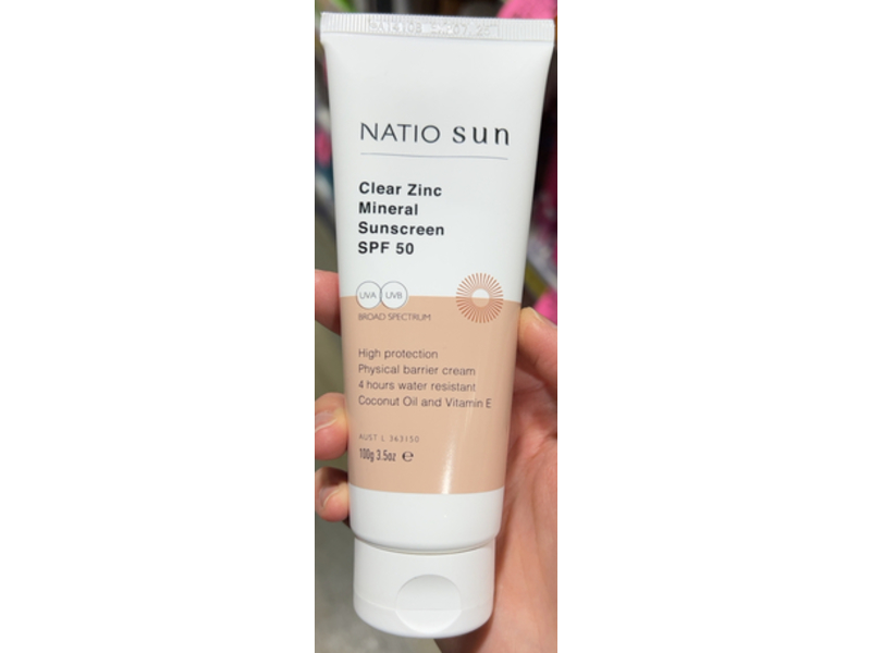 Natio Sun Clear Zinc Mineral Sunscreen, Coconut & Vitamin E, SPF 50, 3.5 oz/100 g