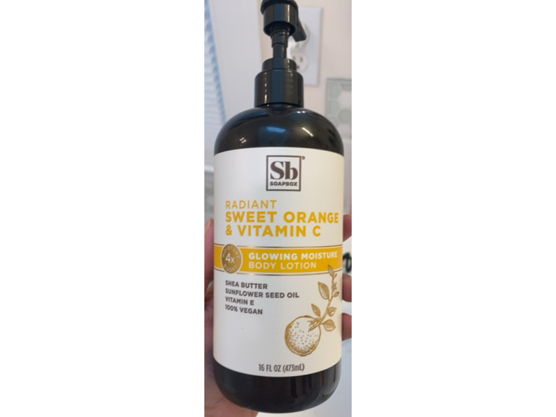 Soapbox Radiant Glowing Moisture Body Lotion, Sweet Orange & Vitamin C, 16 fl oz/473 mL