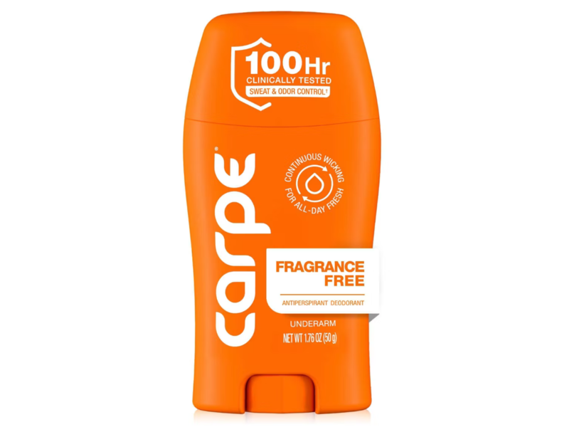 Carpe Underarm Antiperspirant Deodorant, Fragrance Free, 1.76 oz/50 g