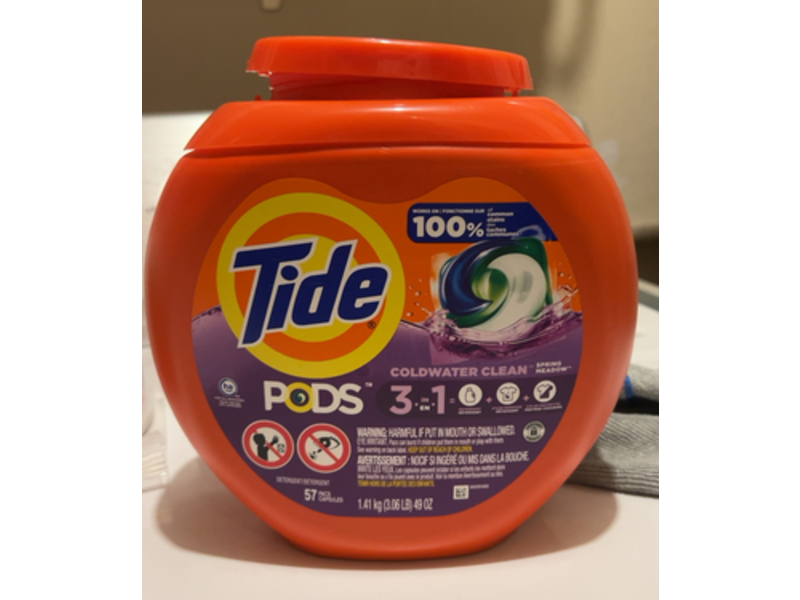 Tide Coldwater Clean Laundry Detergent Pods, Spring Meadow, 49 oz/1.41 kg, 57 Pods