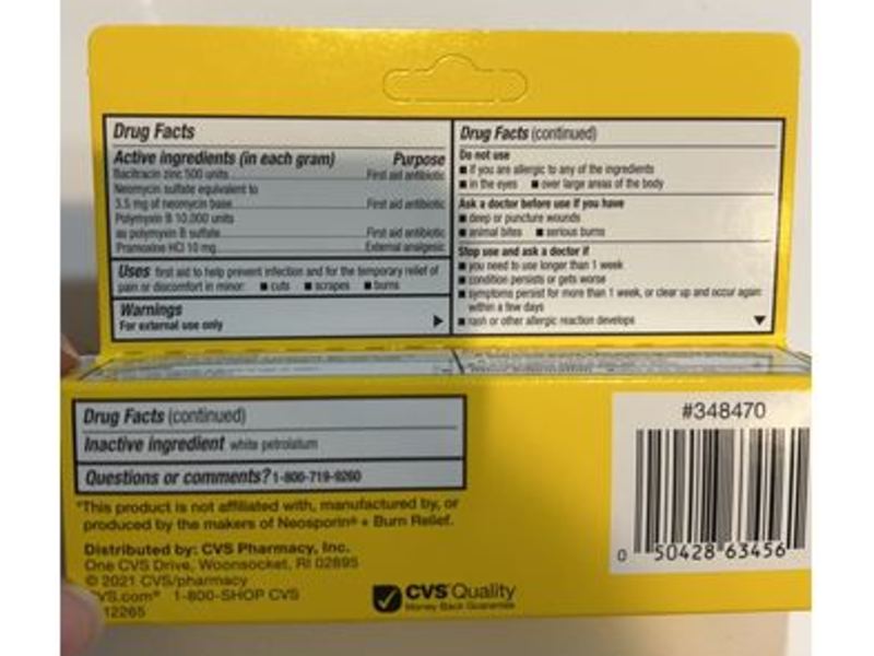 Cvs Health Maximum Strength Ointment Triple Antibiotic & Burn Relief, 0.5 oz/14 g