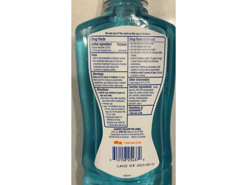 Polident Pro+Partial Fluoride Mouthwash, 16.9 fl oz/500 mL