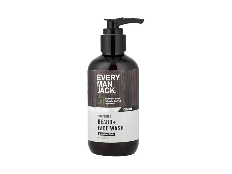 Every Man Jack Beard + Face Wash, Unscented, 6.7 fl oz/200 mL