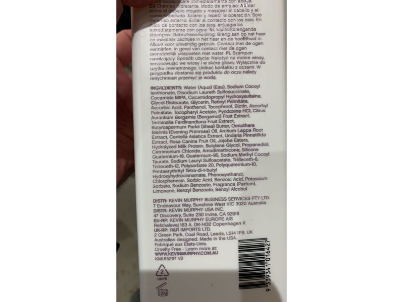 Kevin.Murphy Hydrate-Me-Wash, Enriched Moisture Shampoo. Kakadu Plum, 33.8 fl oz/1 L