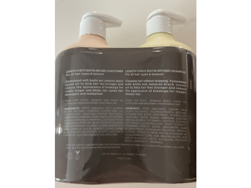 Hairitage Length Check! Biotin Infused Shampoo & Conditioner, Jamaican Black Castor Oil, 13 fl oz/384 mL