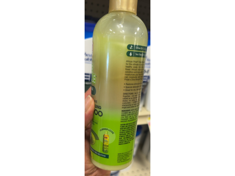 African Pride Olive Miracle Moisturizing & Detangling 2-In-1 Shampoo, Olive & Tea Tree Oils, 12 fl oz/355 mL
