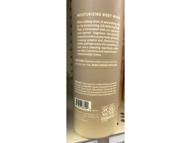 Cremo Body Wash, Almond Bloom, 16 fl oz/473 mL