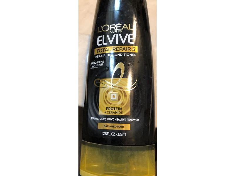 L'Oreal Paris Elvive Total Repair 5 Repairing Conditioner, Protein + Ceramide, Damaged Hair, 12.6 fl oz/375 mL