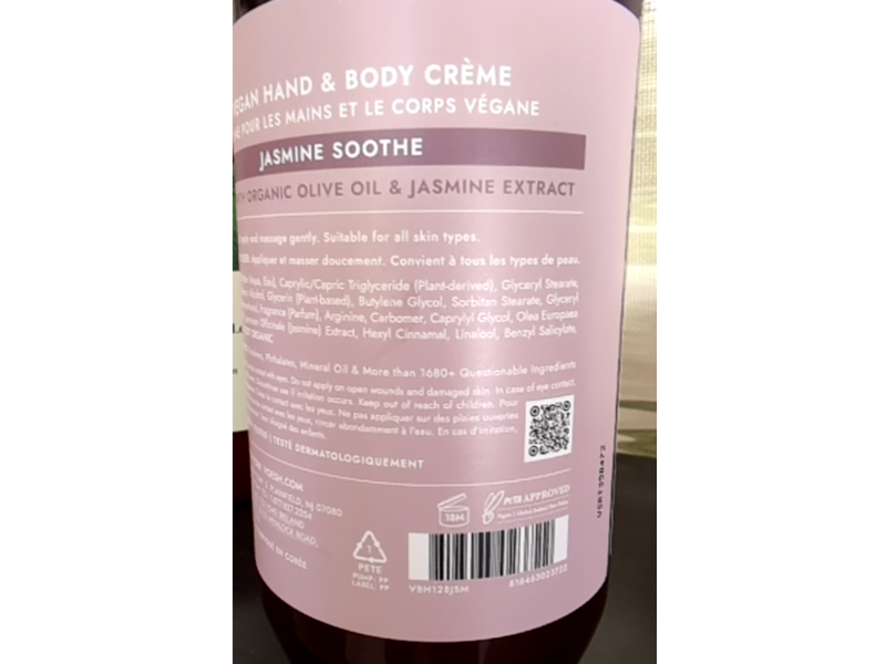 Voesh New York Hand & Body Cream, Jasmine Soothe, 28 fl oz/829 mL