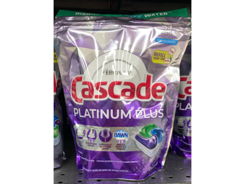 Cascade Platinum Plus ActionPacs, Fresh Scent, 11.4 oz/325 g, 21 Pacs