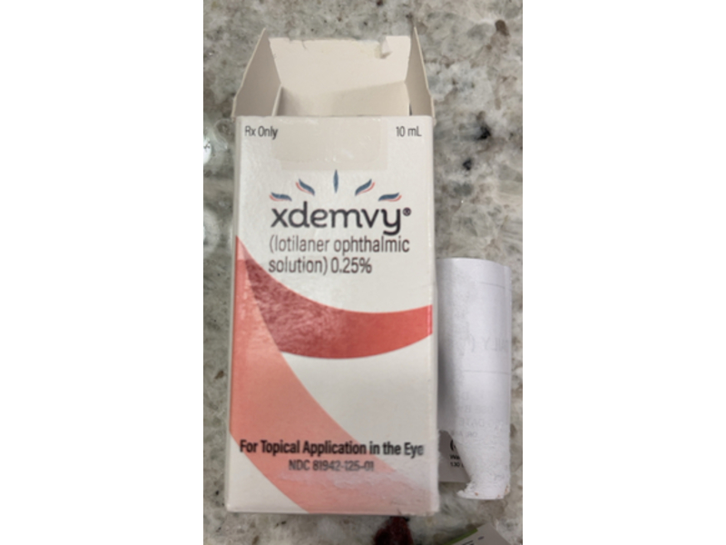 Xdemvy (lotilaner ophthalmic solution) 0.25%, 10 mL, Tarsus Pharmaceuticals (Rx)
