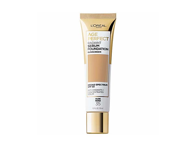 L'Oreal Paris Age Perfect Radiant Serum Foundation, SPF 50, Nude Beige 35, 1 fl oz / 30 mL