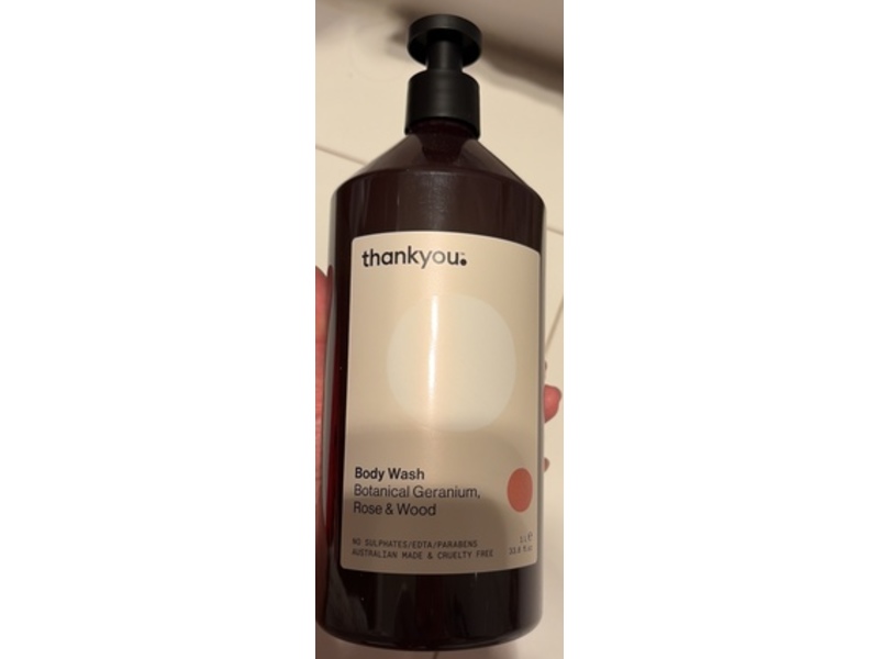 Thankyou Body Wash, Botanical Geranium, Rose & Wood, 33.8 fl oz/1 L
