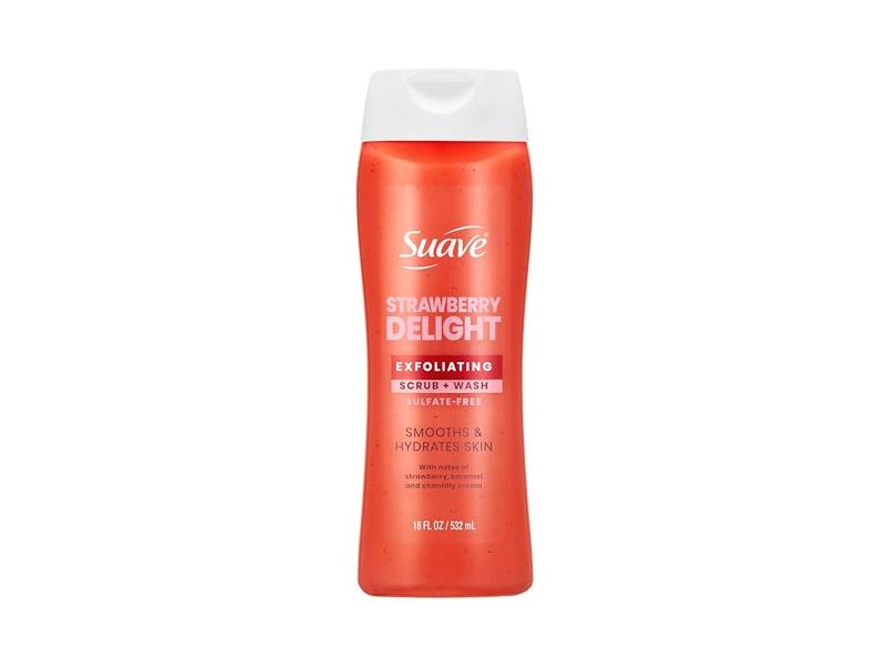 Suave Exfoliating Scrub + Wash, Strawberry Delight, 18 fl oz/532 mL