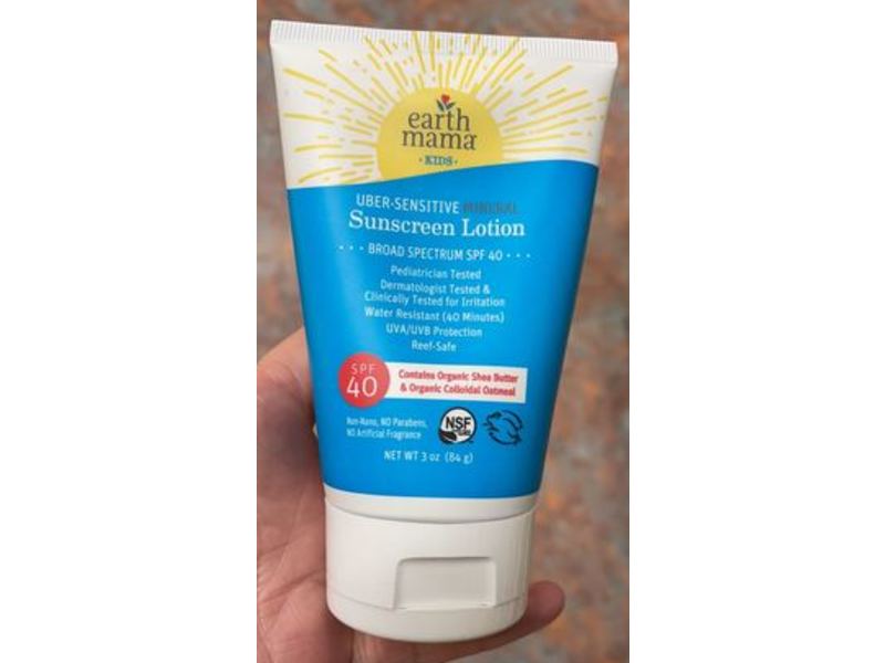 Earth Mama Organics Uber-Sensitive Mineral Sunscreen Lotion, SPF 40, 3 oz/84 g