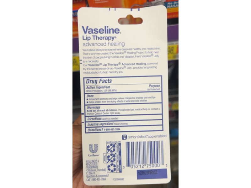 Vaseline Advanced Healing Lip Therapy, 0.35 oz/10 g