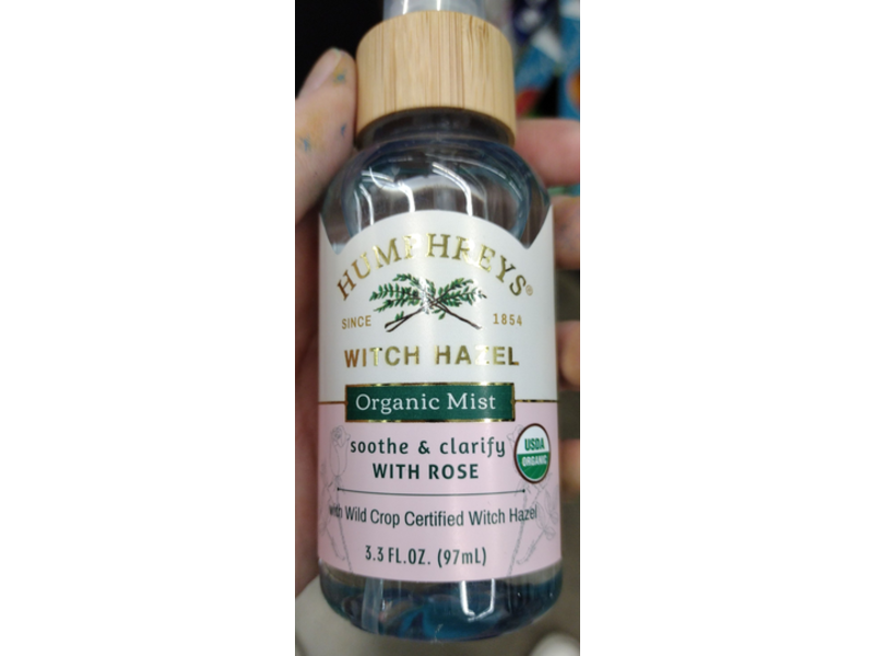 Humphrey's Witch Hazel Organic Mist, Soothe & Clarify With Rose, 3.3 fl oz/97 mL