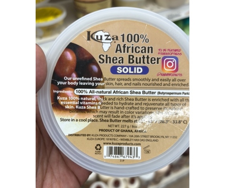 Kuza 100% African Shea Butter, Solid, 8 oz/227 g