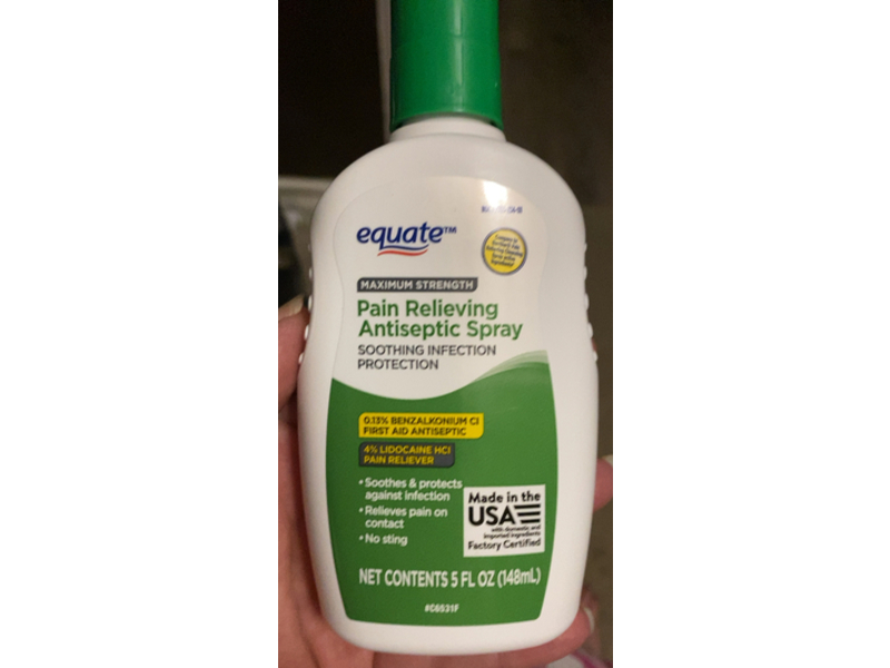 Equate Maximum Strength Pain Relieving Antiseptic Spray, 5 fl oz/148 mL