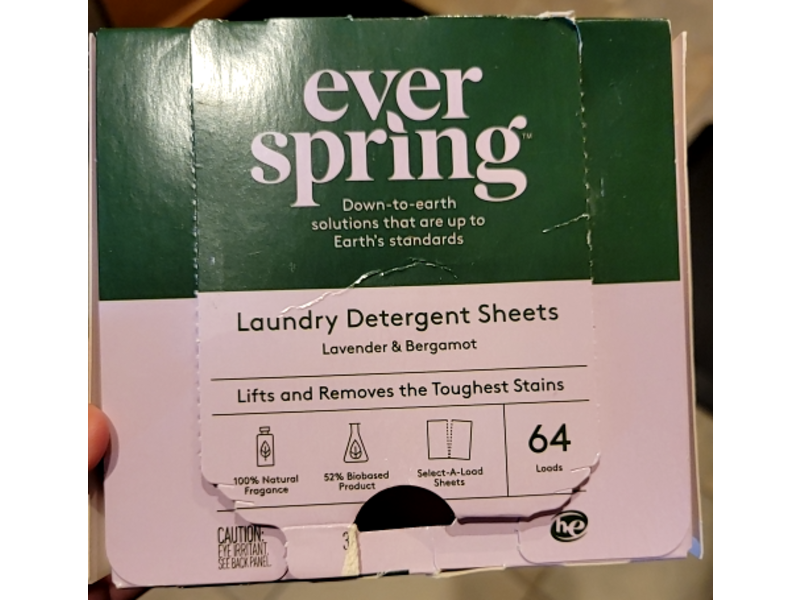 Ever Spring Laundary Detergent Sheets, Lavender & Bergamot, 64 Loads, 32 Count