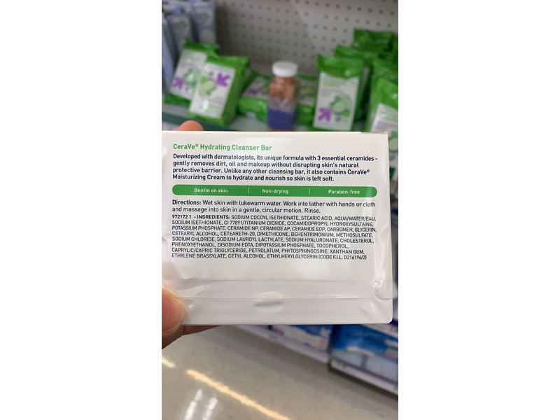 Cerave Hydrating Cleanser Bar, 5% Moisturizing Cream, 9 oz/256 g, 2 Count