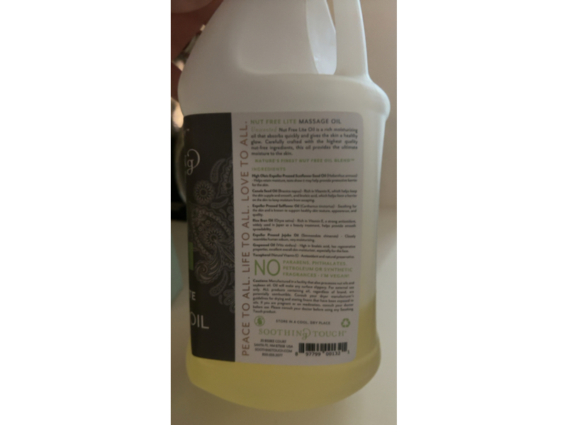 Soothing Touch Ayurveda Massage Oil, Nut Free Lite, 64 fl oz/1.9 L