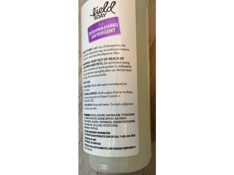 Field Day Gel Dishwashing Detergent, 32 fl oz/946 mL