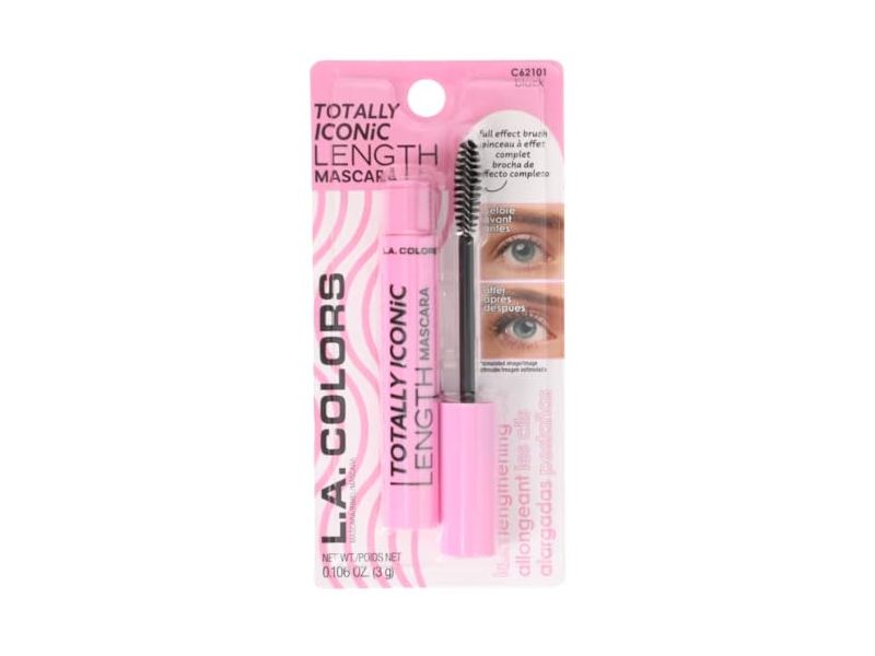 L.A. Colors Totally Iconic Length Mascara, Black, 0.106 oz/3 g