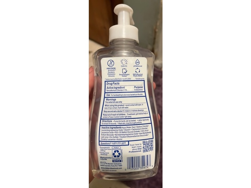 Dial Liquid Antibacterial & Sensitive Hand Soap, + Aloe, 11 fl oz/3325 mL