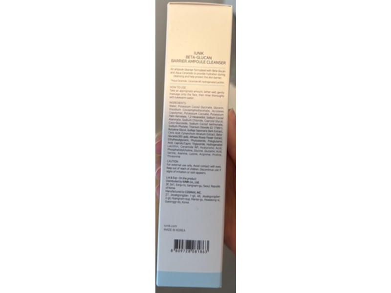 iUNIK Beta-Glucan Barrier Ampoule Cleanser, 4.05 fl oz/120 mL