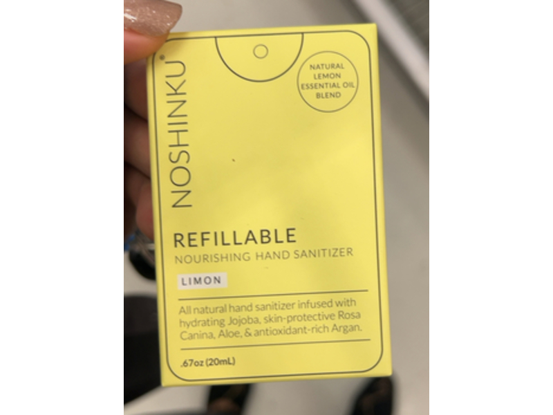 Noshinku Refillable Nourishing Hand Sanitizer, Limon, 0.67 oz/20 mL, Pack Of 3