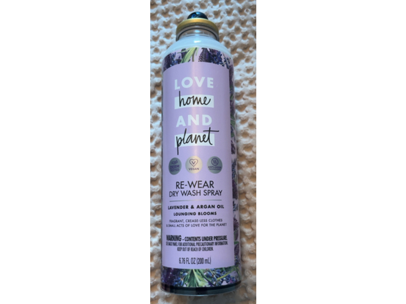 Love Home & Planet Re-Wear Dry Wash Spray, Lavender & Argan Oil, 6.76 fl oz/200 mL, Pack Of 3