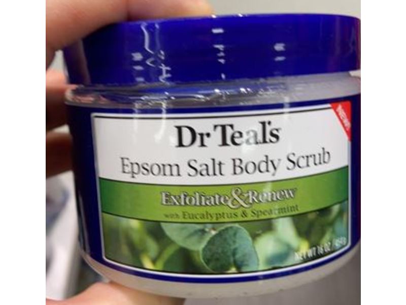 Dr Teal's Epsom Salt Exfoliate & Renew Body Scrub, Eucalyptus & Spearmint, 16 oz/454 g