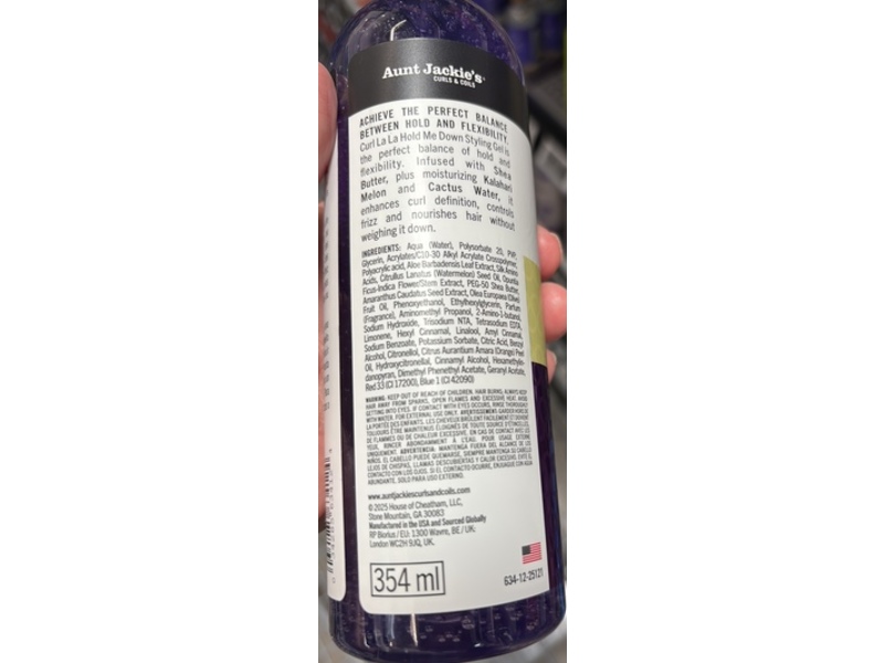 Aunt Jackie's Curl La La Hold Me Down Styling Gel, 12 fl oz/354 mL
