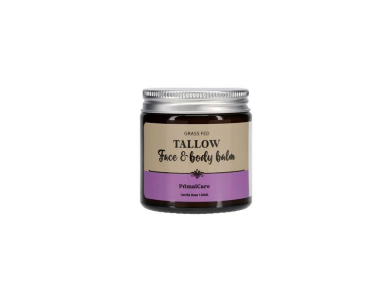 Primal Care Grass Fed Tallow Face & Body Balm, Vanilla Rose, 120 mL