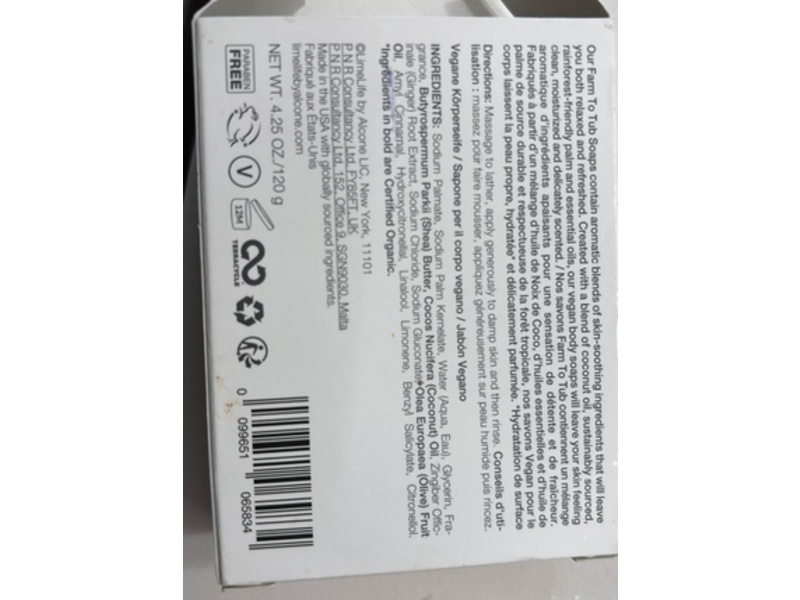 Limelife By Alcone Body Soap, Farm To Tub White Tea & Ginger, 4.25 oz/120 g