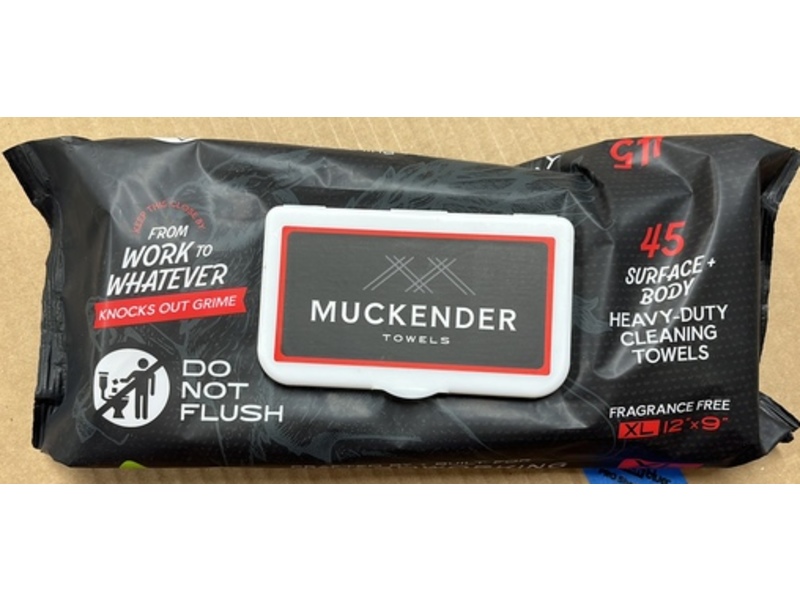 Muckender Towels Heavy Duty Cleaning Wipes, Unscented, 45 Count