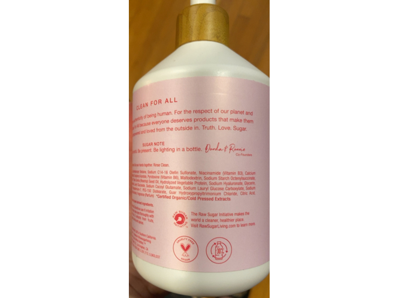 Raw Sugar Nutient Rich Hand Wash, Hibiscus + Rose Hip, 16.9 fl oz/500 mL